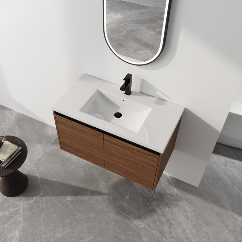 Ebern Designs Brown 36 Inch Bathroom Vanity | Wayfair